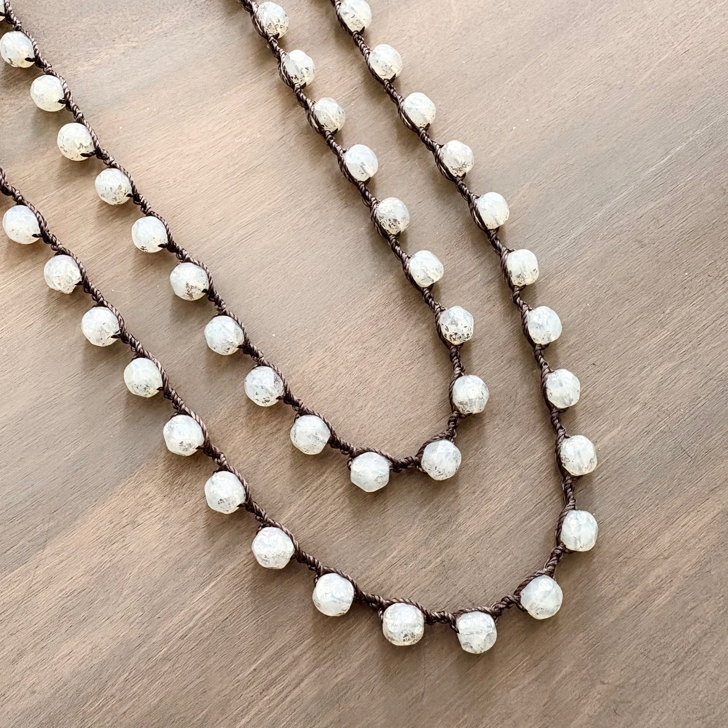 Long Frost  Crystal Necklace To Wear Long or Wrapped