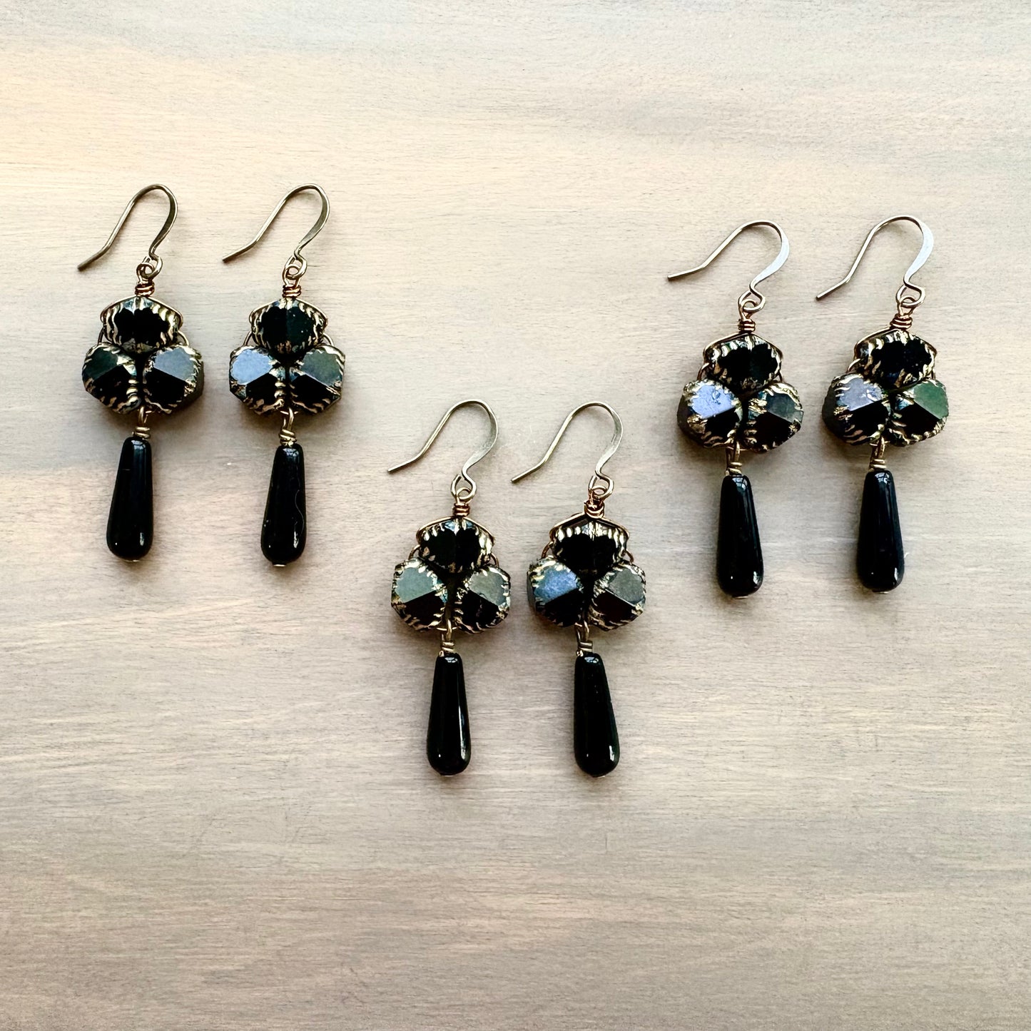Vintage Style Beach Earrings In Jet Black