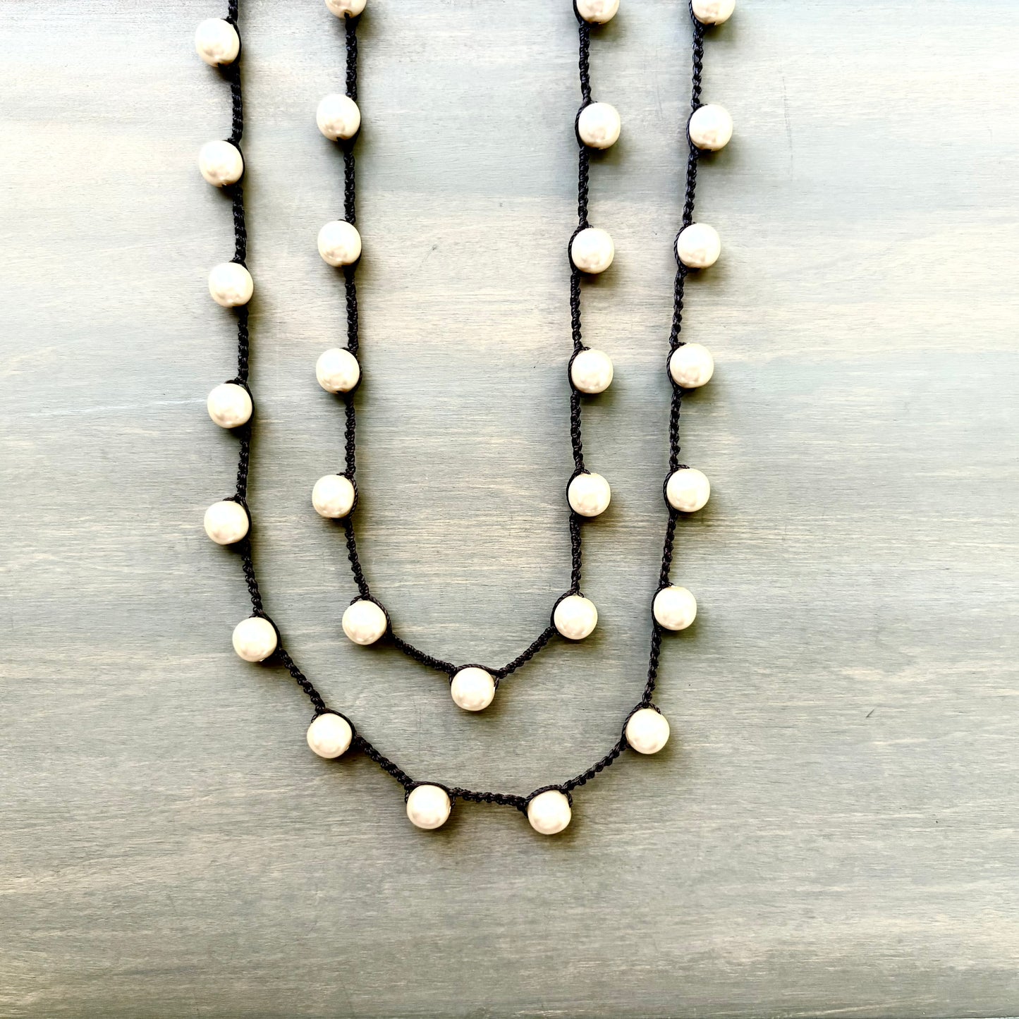 Long Glass Pearl Necklace To Wear Long Or Wrapped