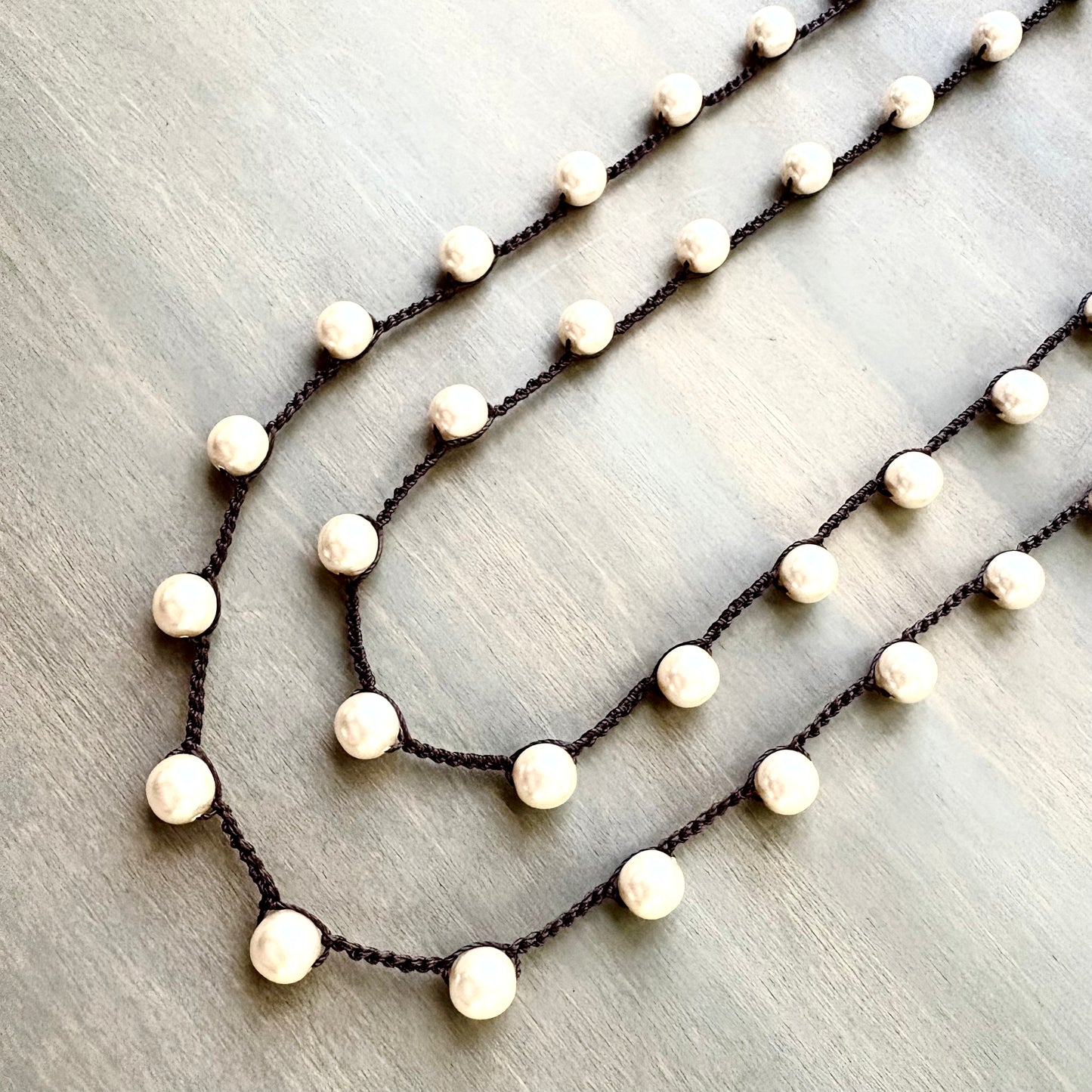 Long Glass Pearl Necklace To Wear Long Or Wrapped