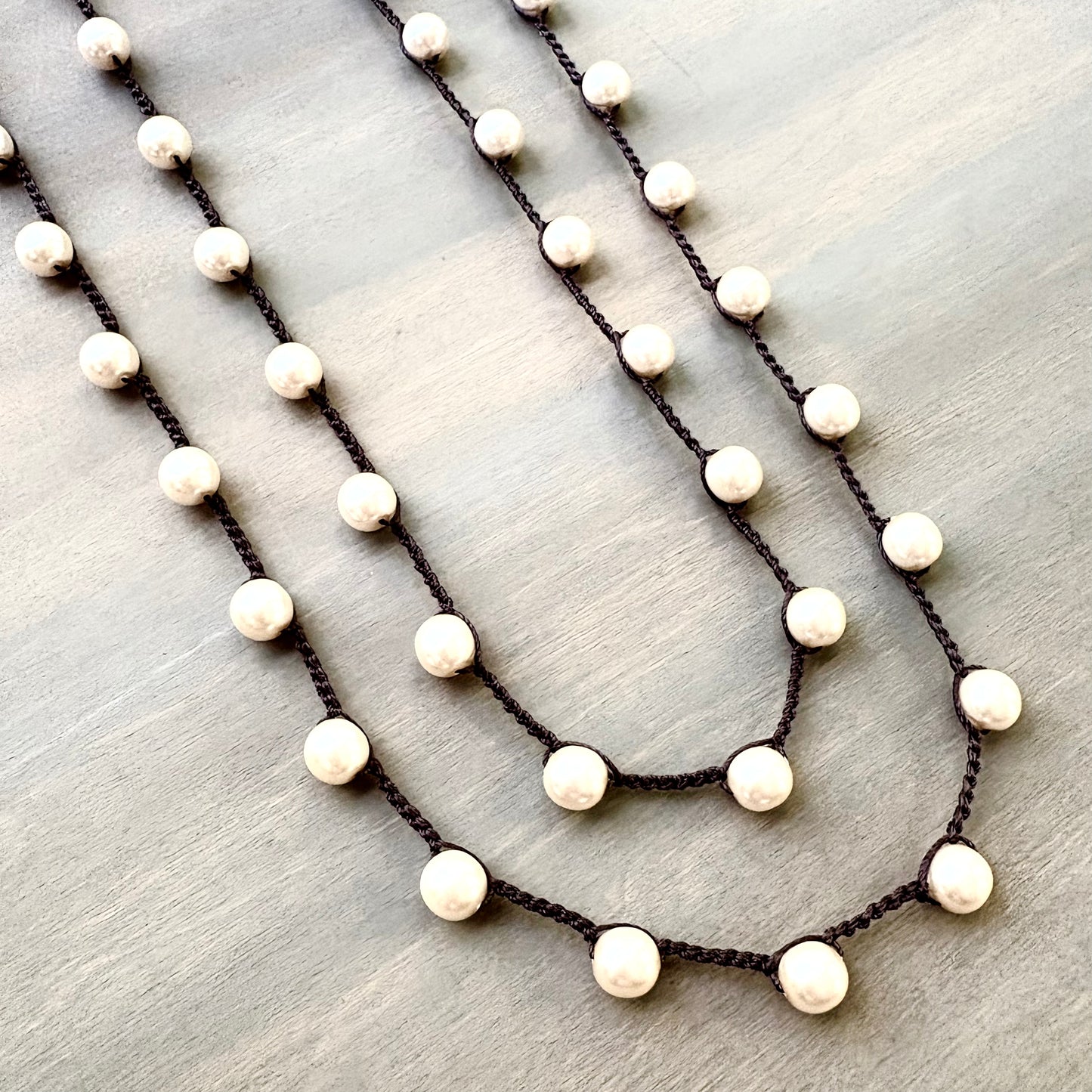 Long Glass Pearl Necklace To Wear Long Or Wrapped