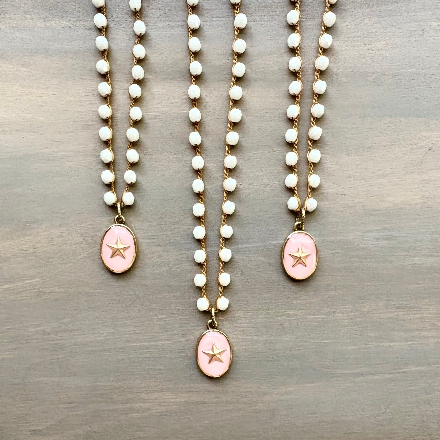 North Star Handmade Portal Pendant And Cream Czech Crystal