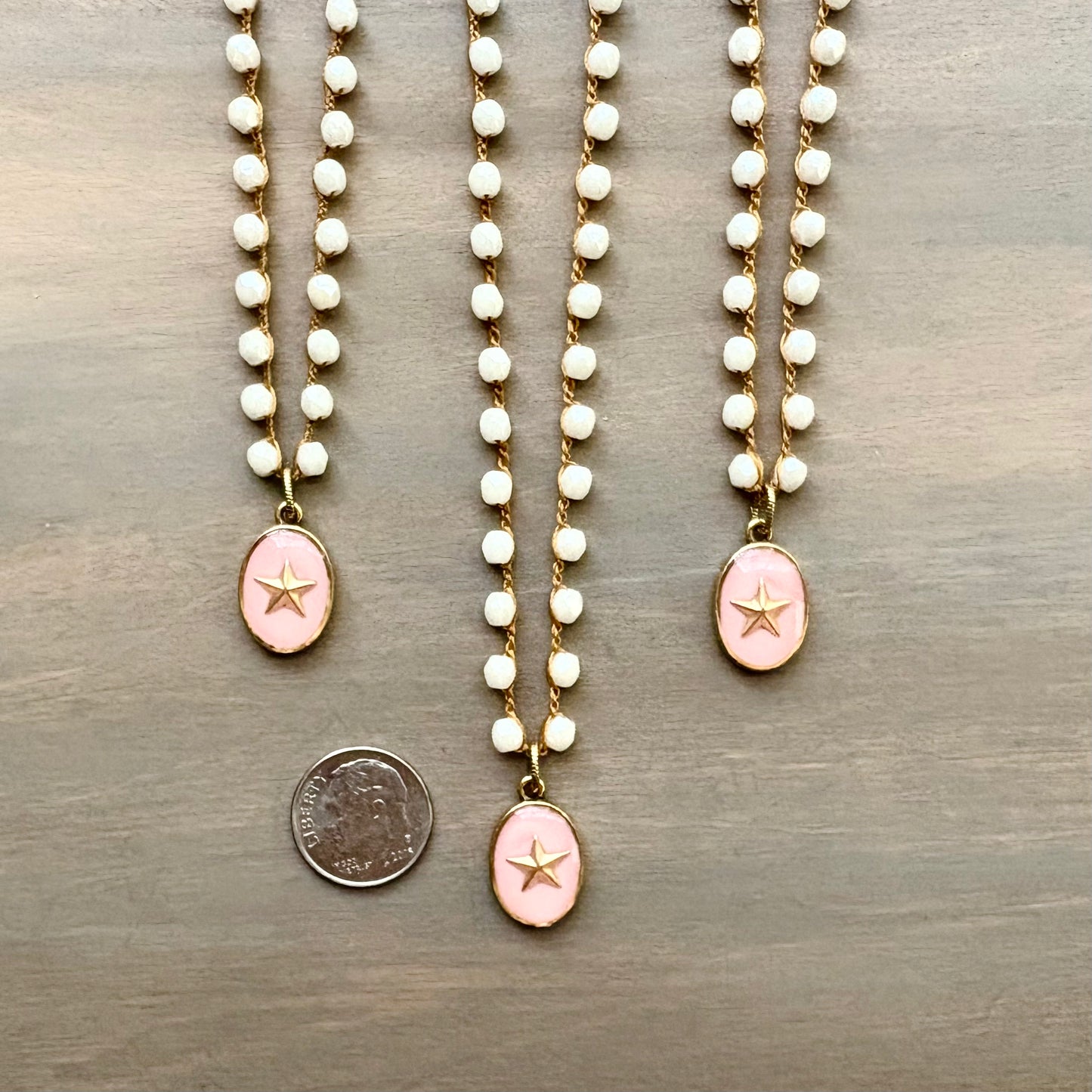 North Star Handmade Portal Pendant And Cream Czech Crystal