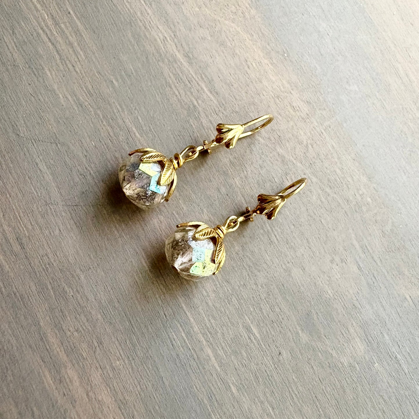 Icy Crystal Drop Shimmer Earrings on Gold