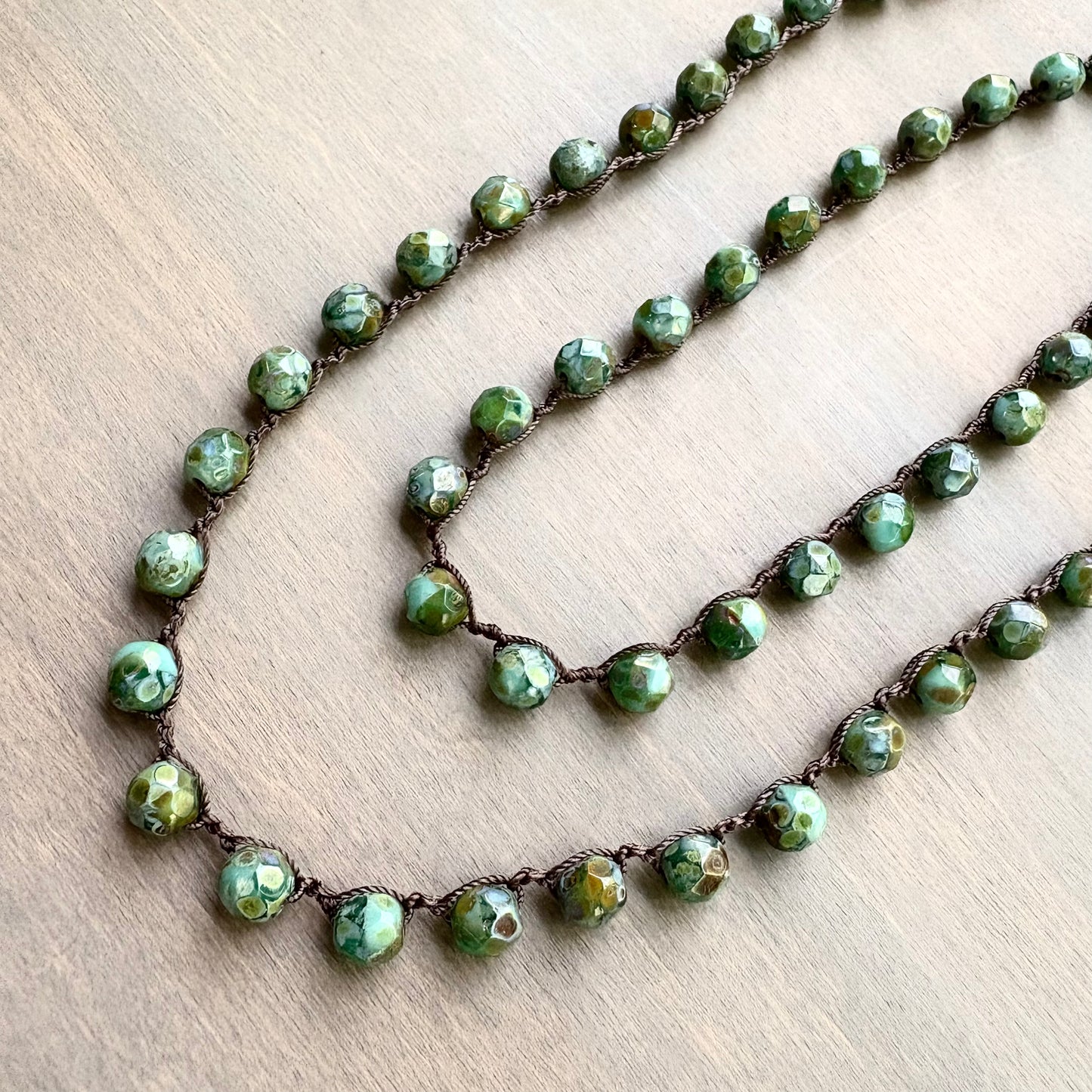 Evergreen Crystal Necklace To Wear Long or Wrapped