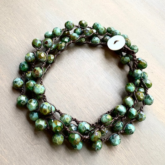 Evergreen Crystal Necklace To Wear Long or Wrapped