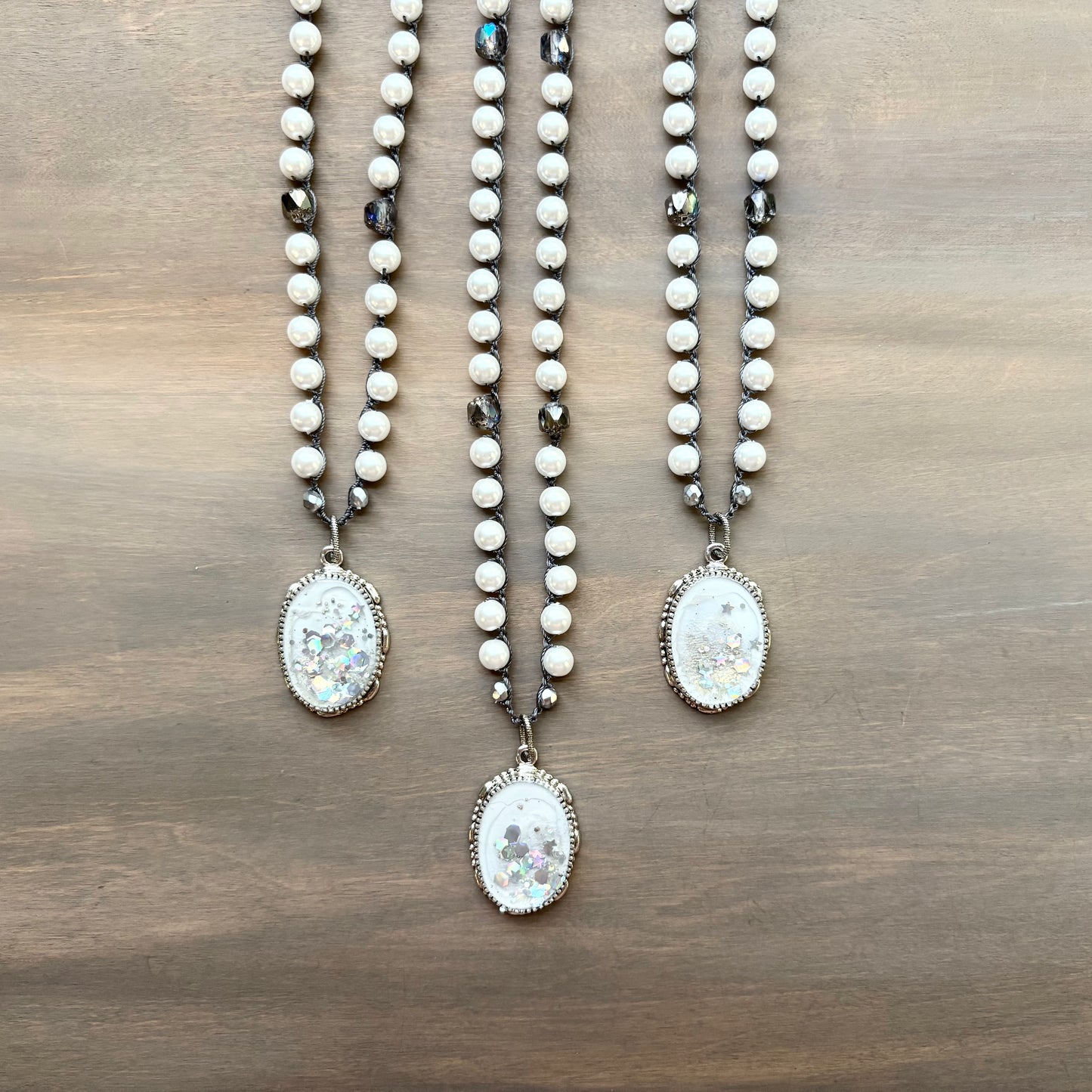 Crystal Snow Cloud Portal with Glass Pearls