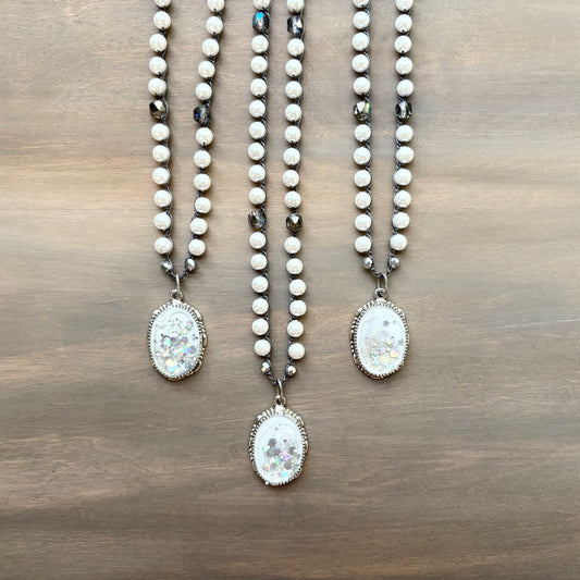 Crystal Snow Cloud Portal with Glass Pearls