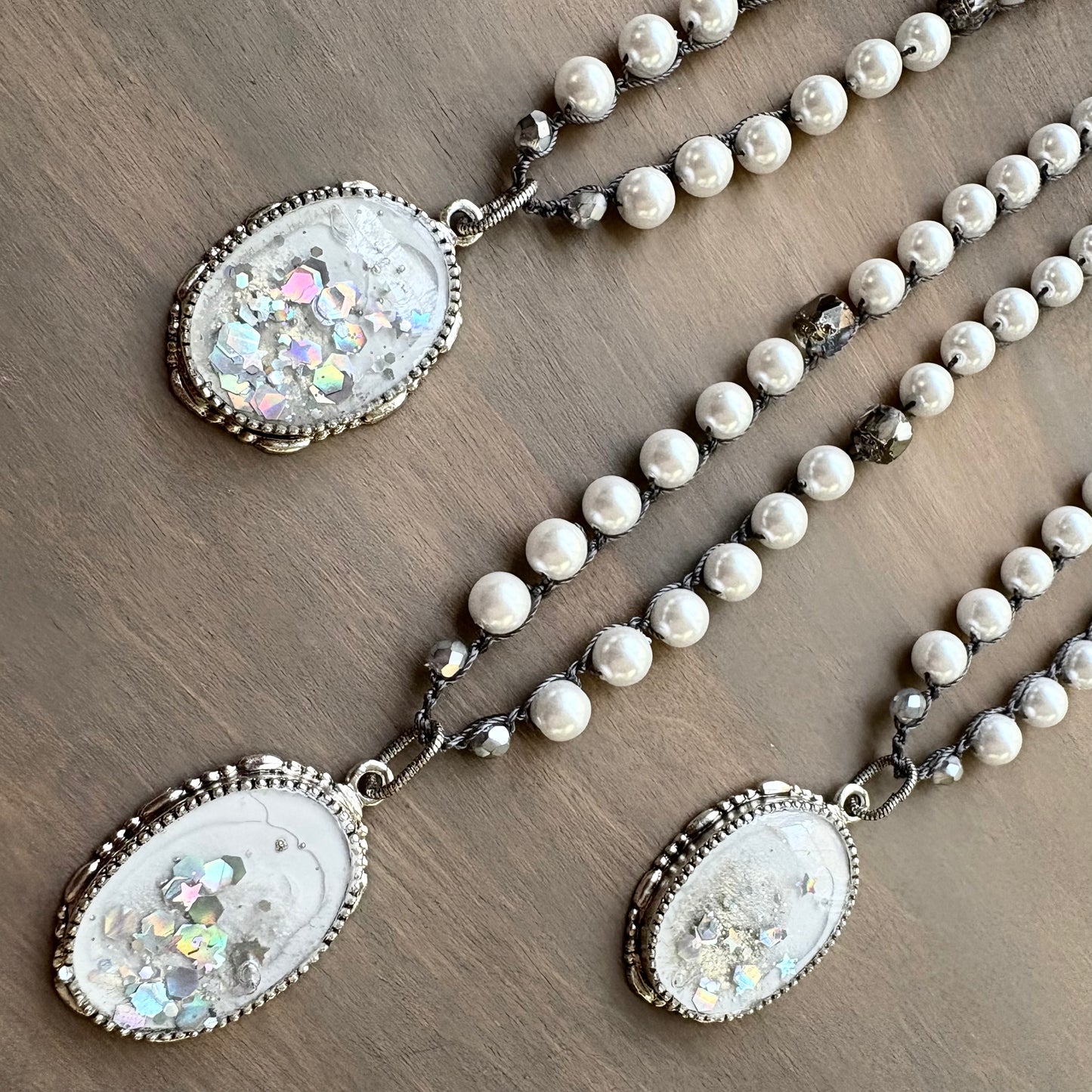 Crystal Snow Cloud Portal with Glass Pearls