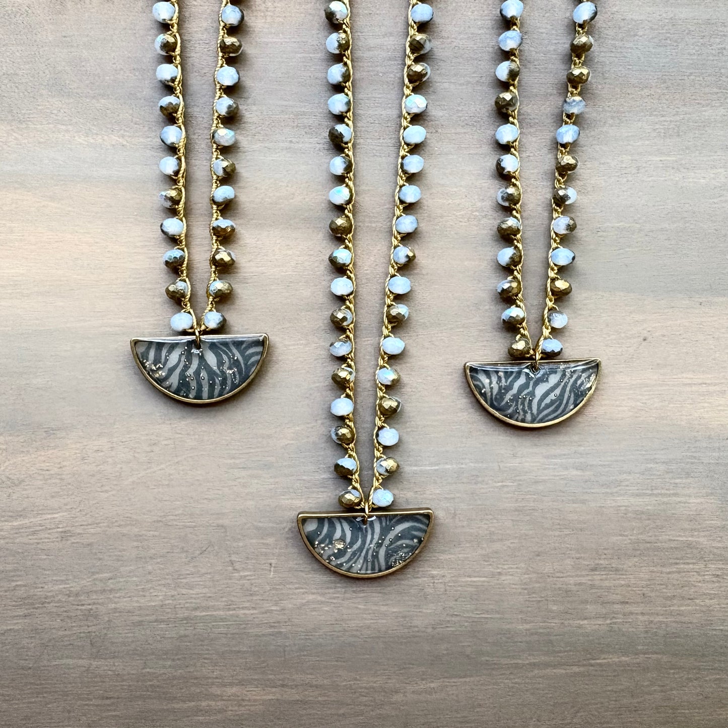 Northport Harbor Liberty Fabric Necklace Crocheted With Czech Crystal