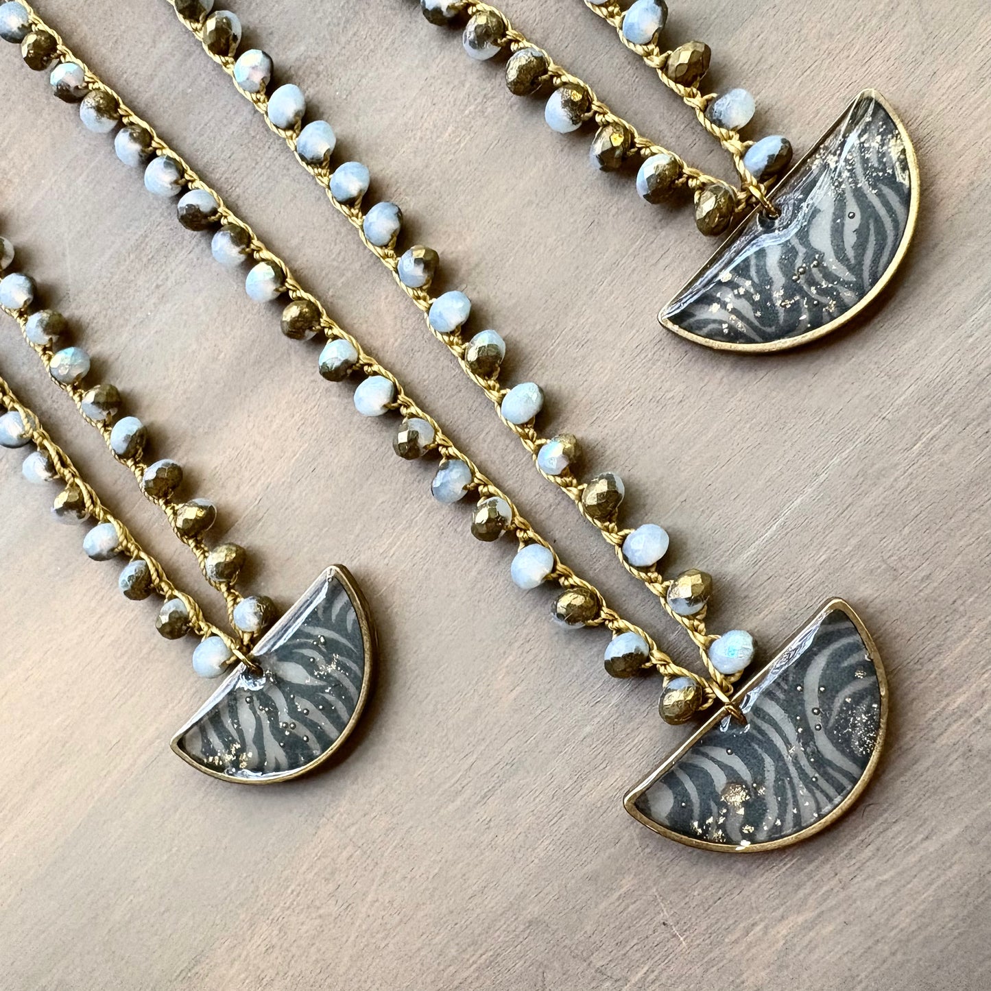 Northport Harbor Liberty Fabric Necklace Crocheted With Czech Crystal