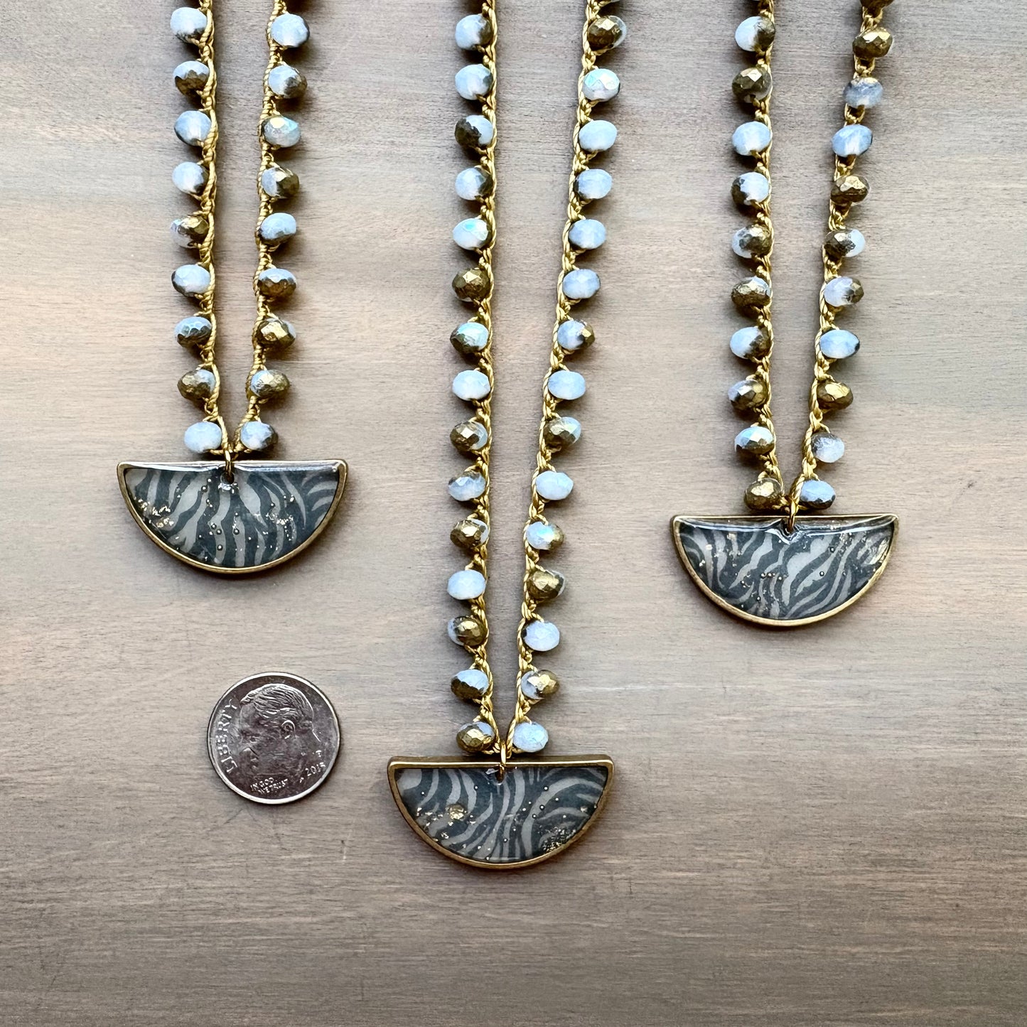 Northport Harbor Liberty Fabric Necklace Crocheted With Czech Crystal