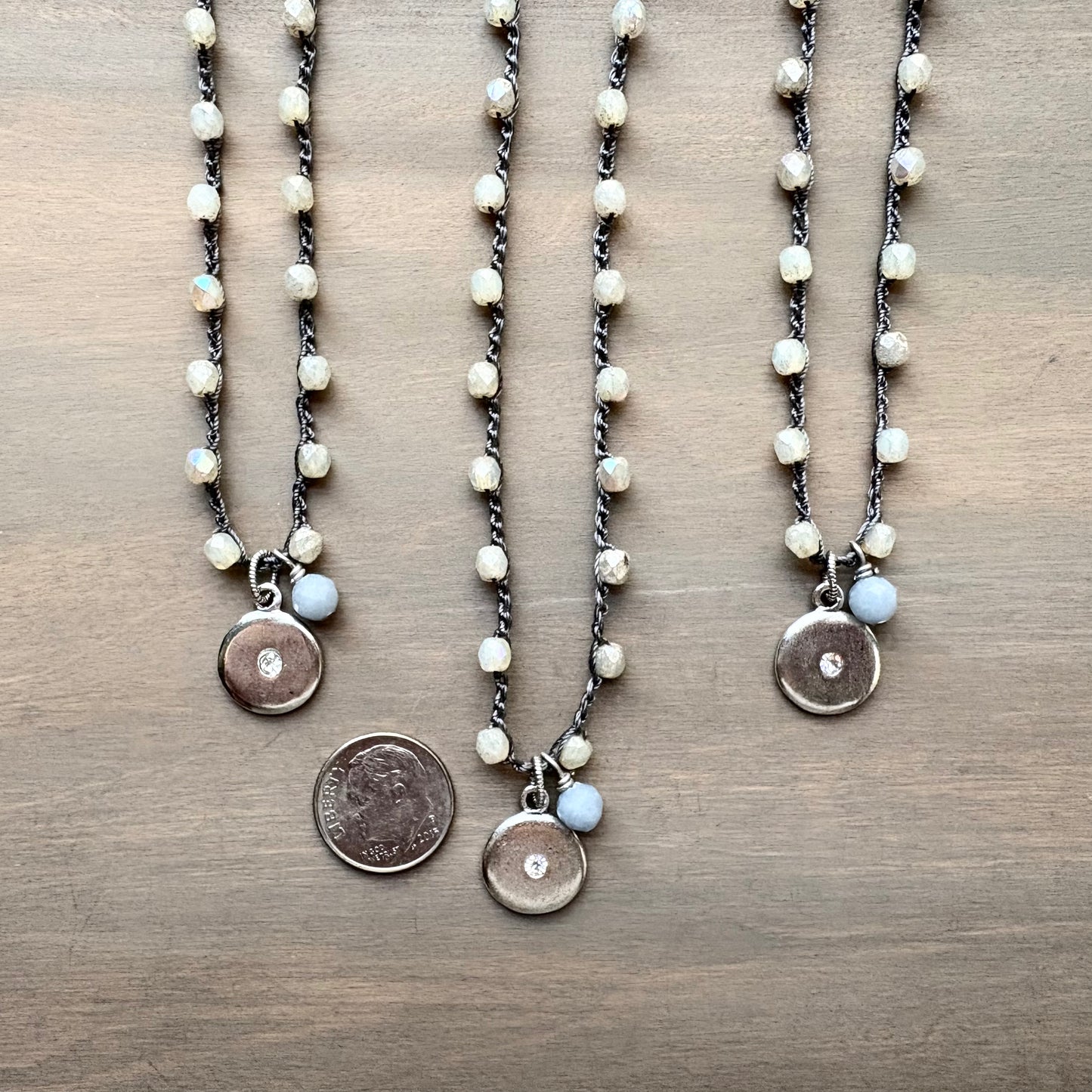 Dandelion Sparkle Silver Pendant Necklace with Angelite Drop