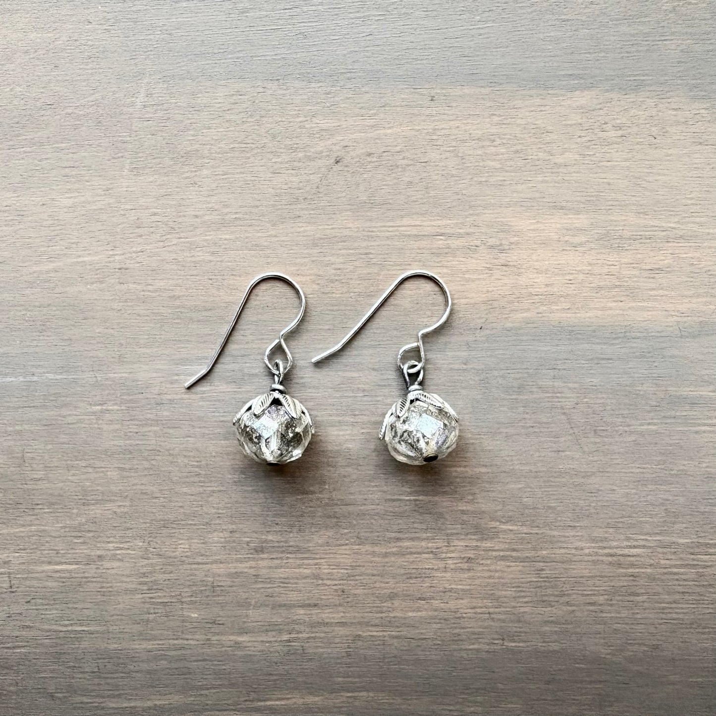 Icy Crystal Drop Silver Shimmer Earrings With Sterling Hooks