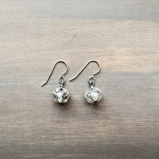 Icy Crystal Drop Silver Shimmer Earrings With Sterling Hooks