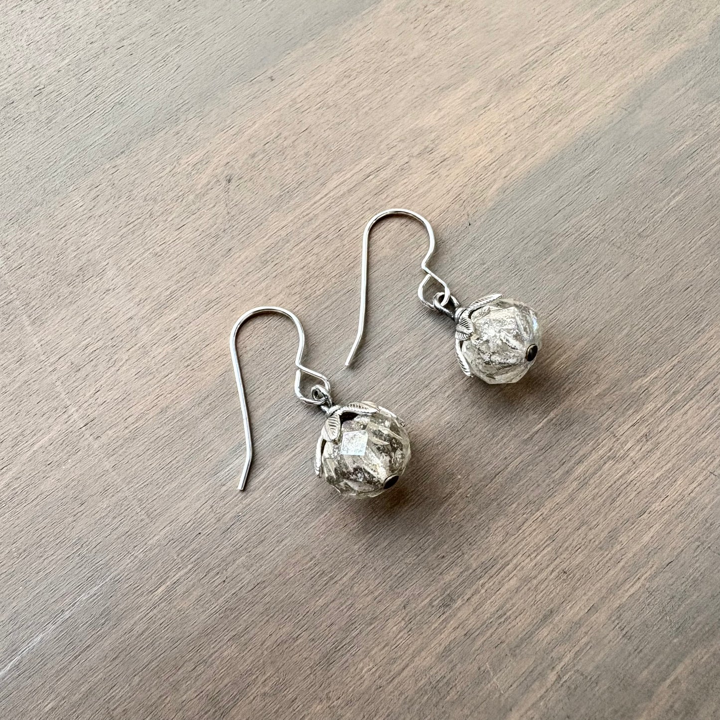 Icy Crystal Drop Silver Shimmer Earrings With Sterling Hooks