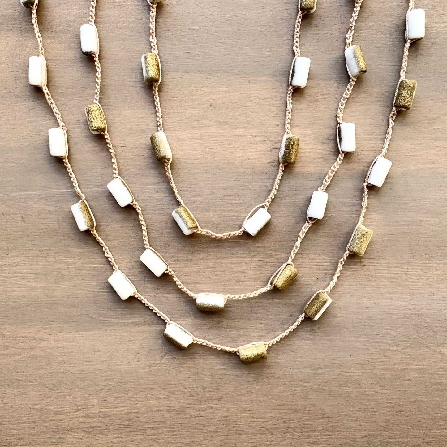 Golden Spool Crocheted Layering Necklace