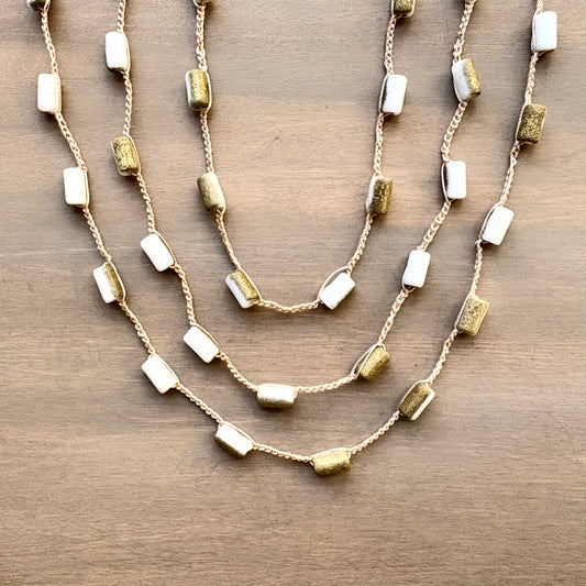 Golden Spool Crocheted Layering Necklace