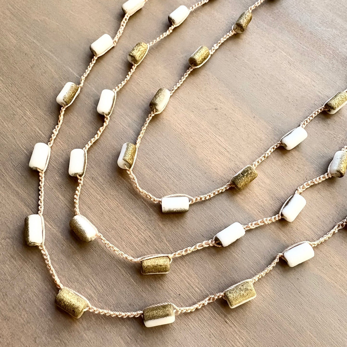 Golden Spool Crocheted Layering Necklace