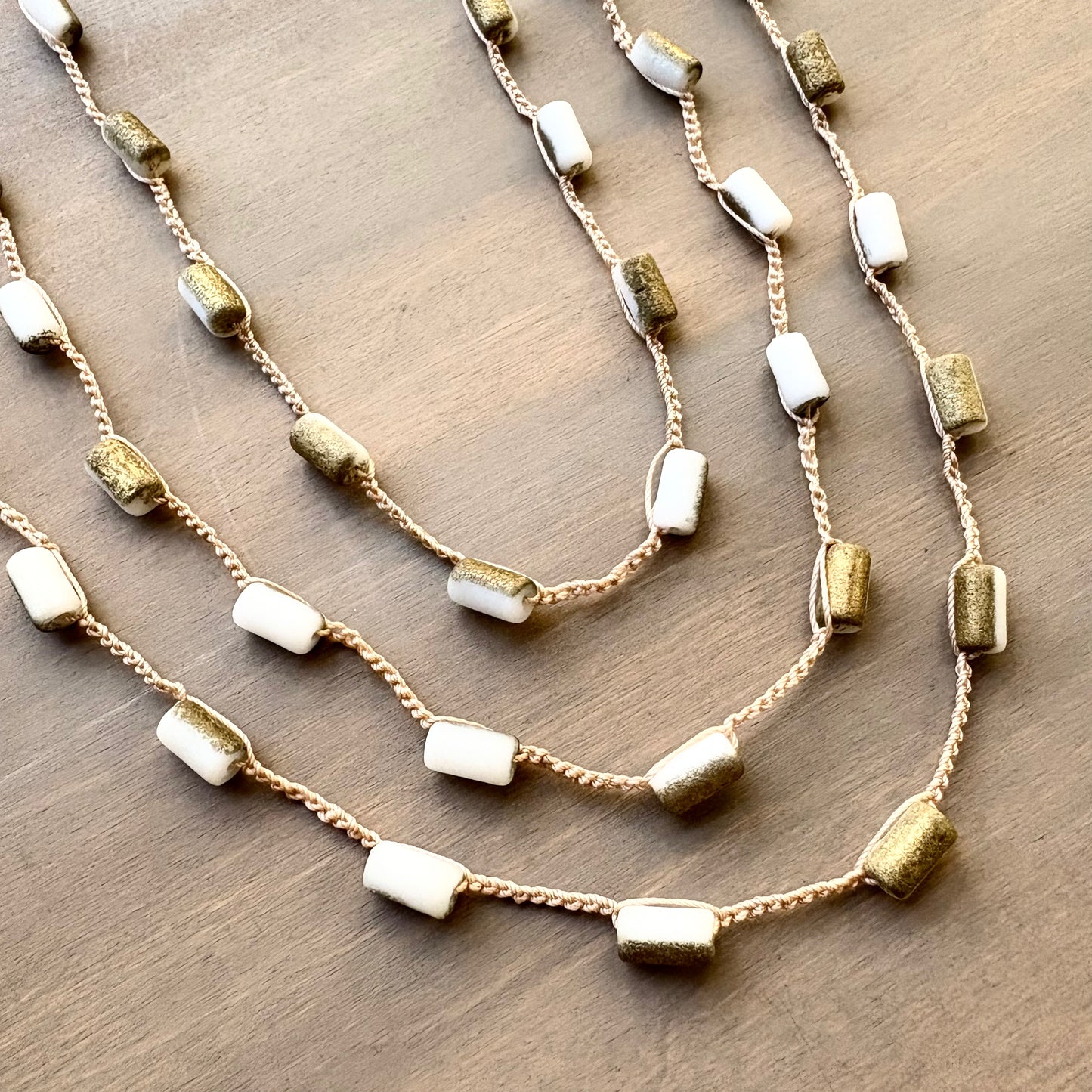 Golden Spool Crocheted Layering Necklace