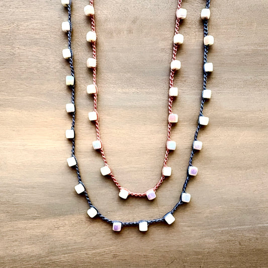 Iridescent Geometric Layering Necklace in Two Colors