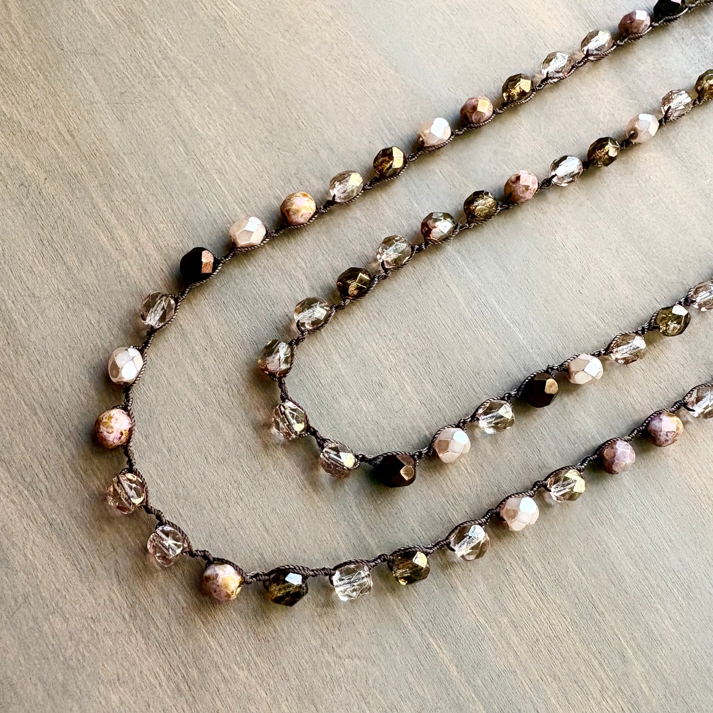 Shades Of Pink Long Crystal Necklace To Wear Long Or Wrapped