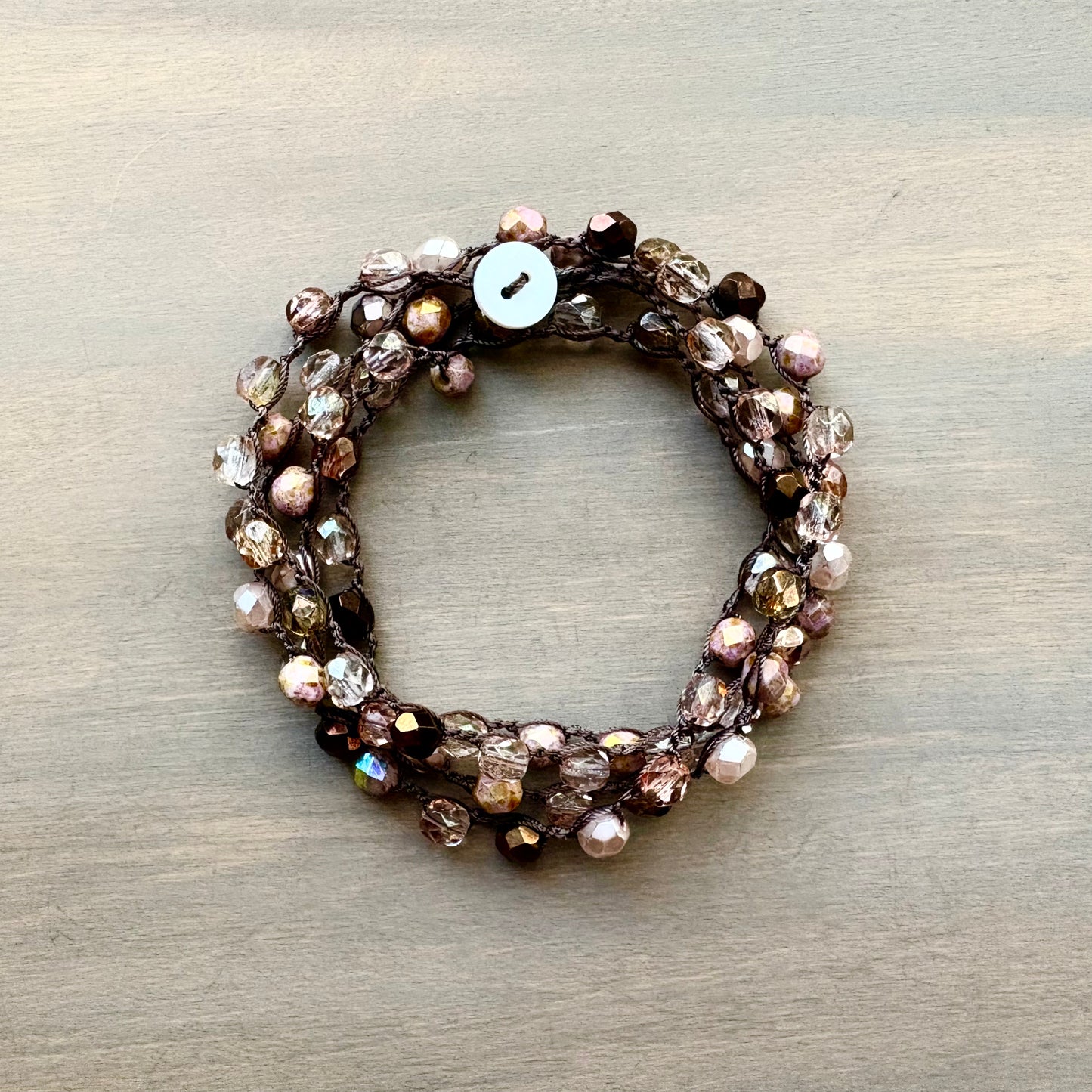 Shades Of Pink Long Crystal Necklace To Wear Long Or Wrapped