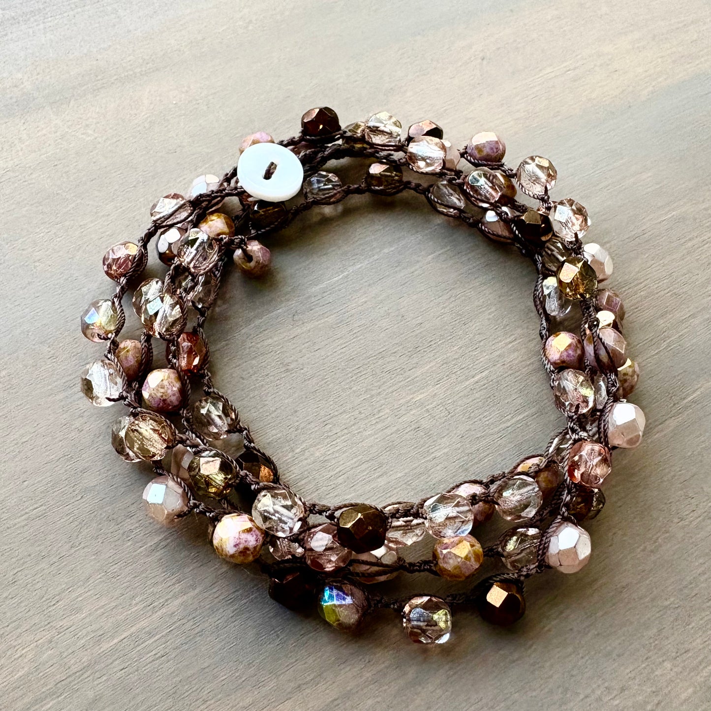 Shades Of Pink Long Crystal Necklace To Wear Long Or Wrapped