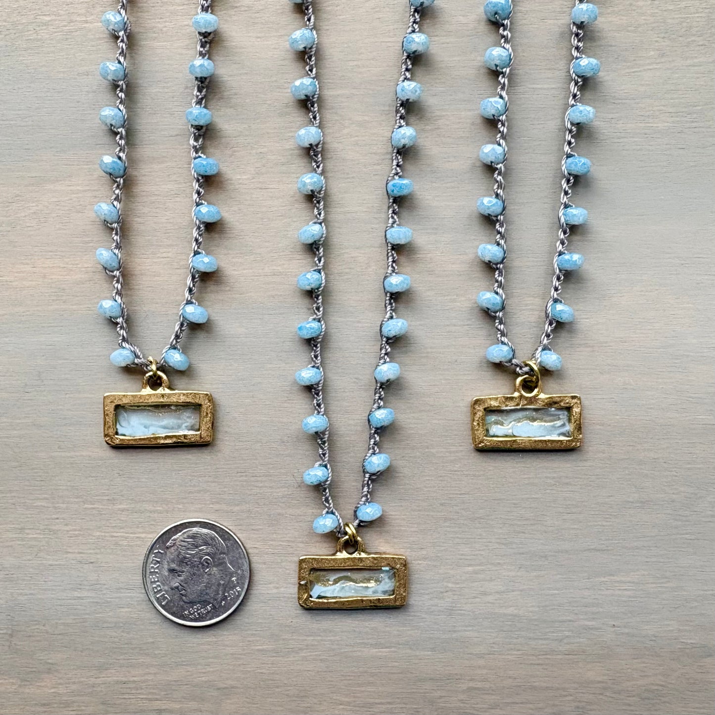 Frosty Seaside Landscape Charm Portal Necklace