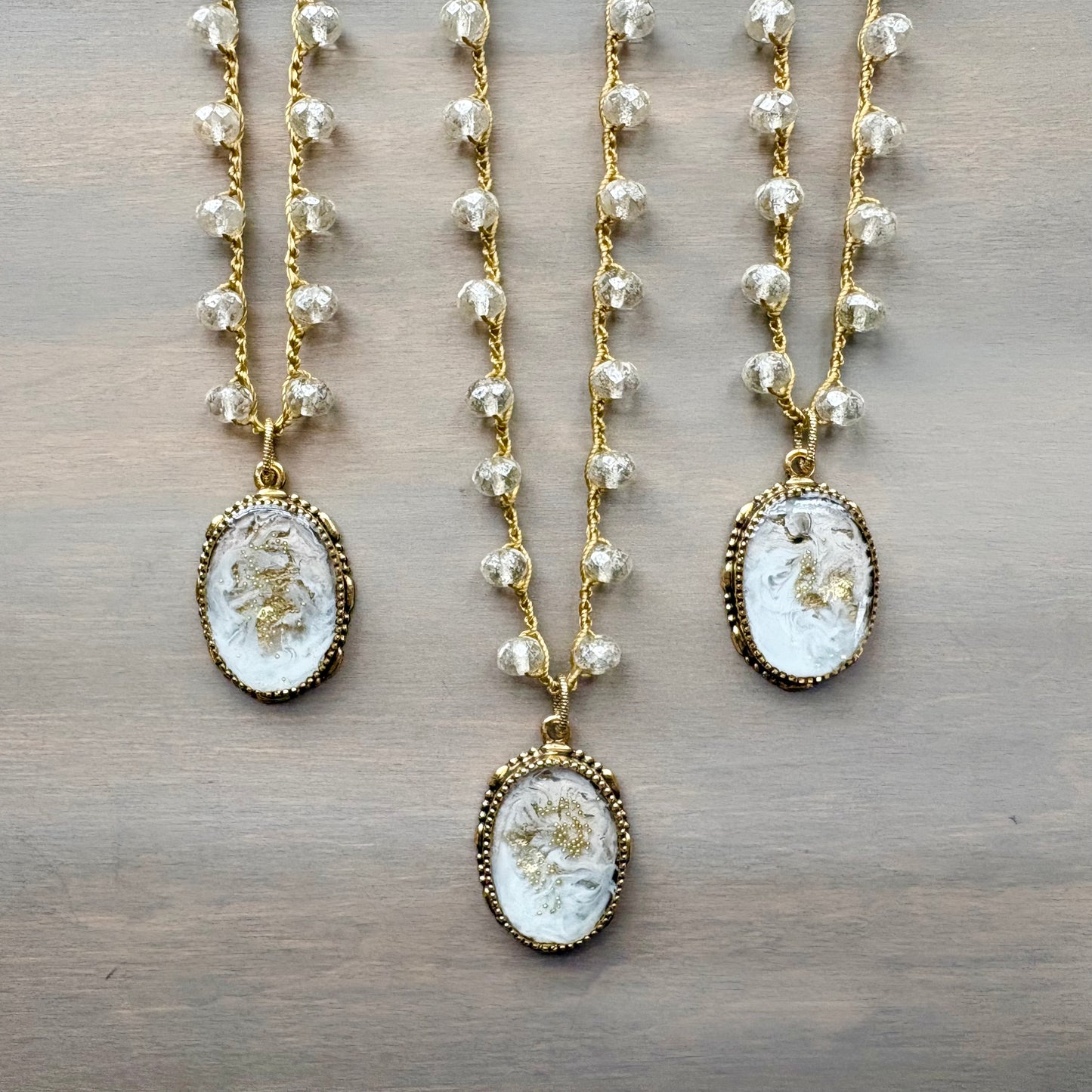 Frosty Seashell Fairytale Necklace With Handmade Portal Pendant