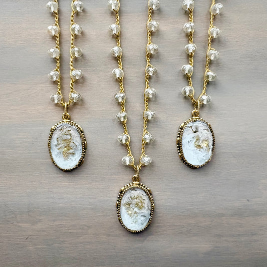 Frosty Seashell Fairytale Necklace With Handmade Portal Pendant