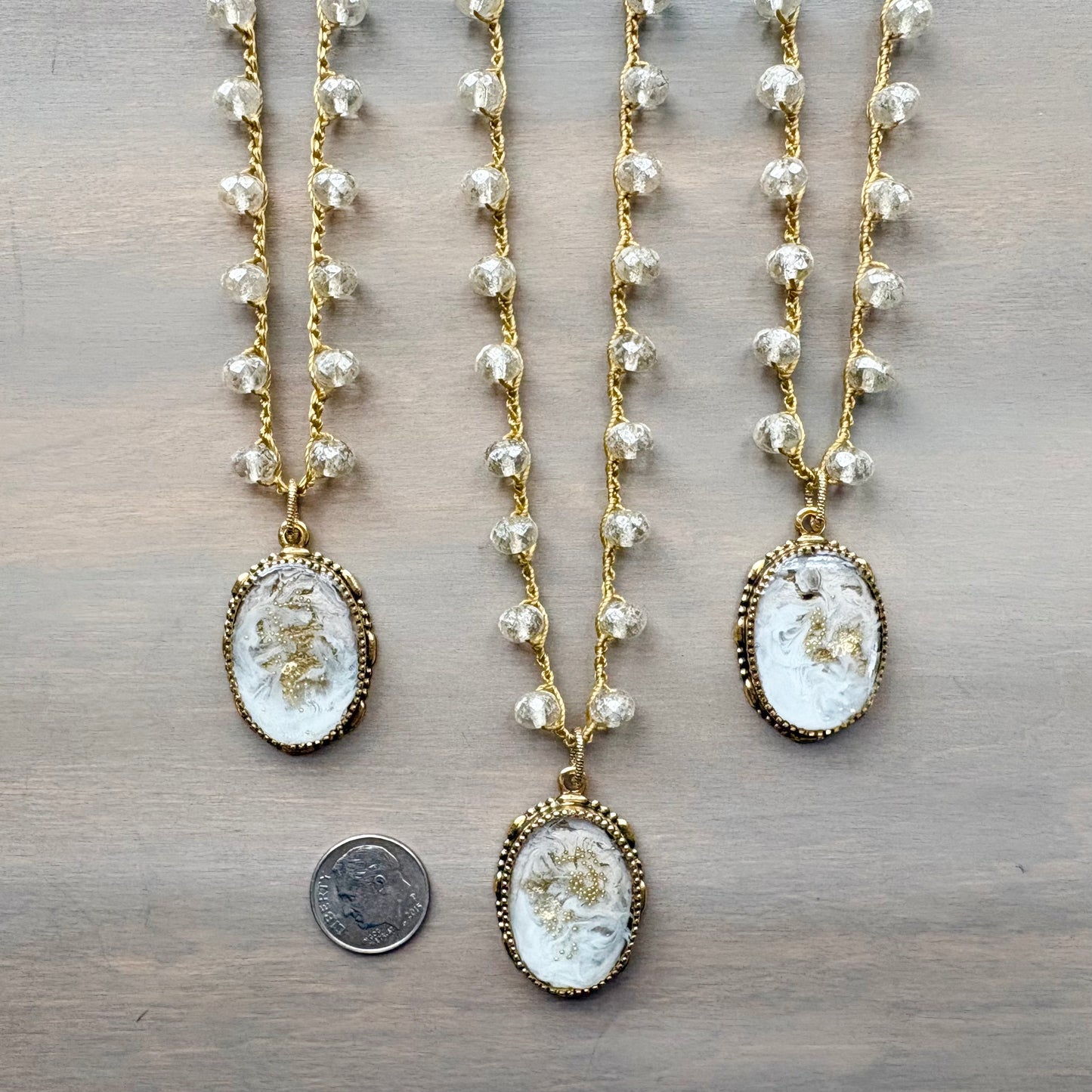 Frosty Seashell Fairytale Necklace With Handmade Portal Pendant