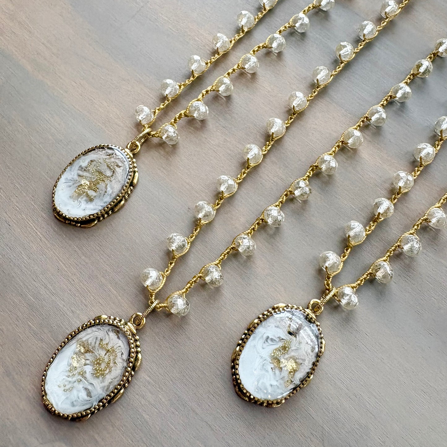 Frosty Seashell Fairytale Necklace With Handmade Portal Pendant