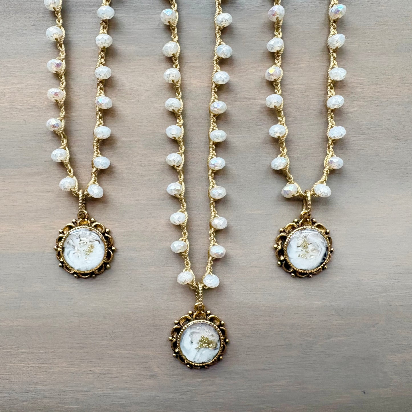 Small Frosty Seashell Fairytale Necklace With Handmade Portal Pendant