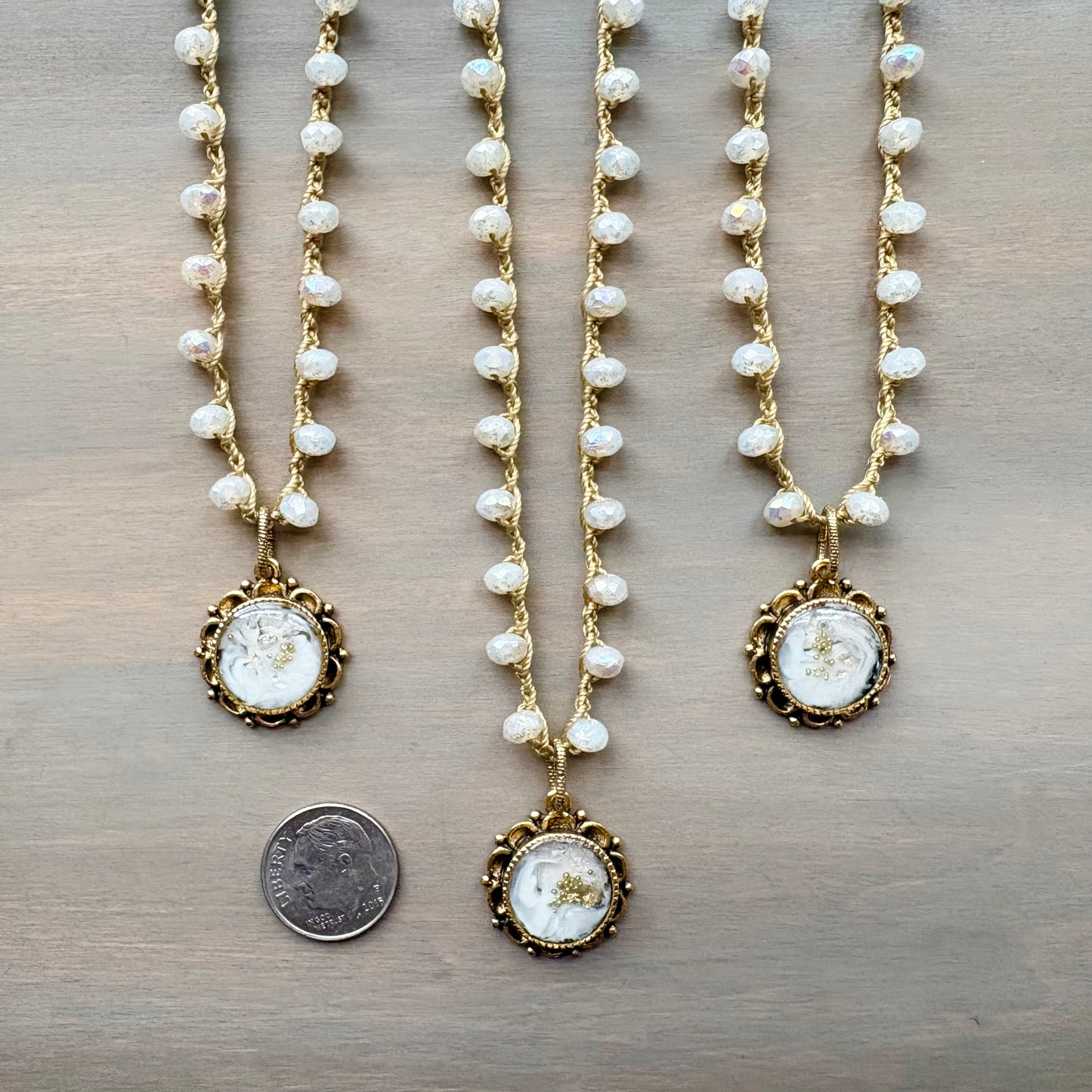 Small Frosty Seashell Fairytale Necklace With Handmade Portal Pendant