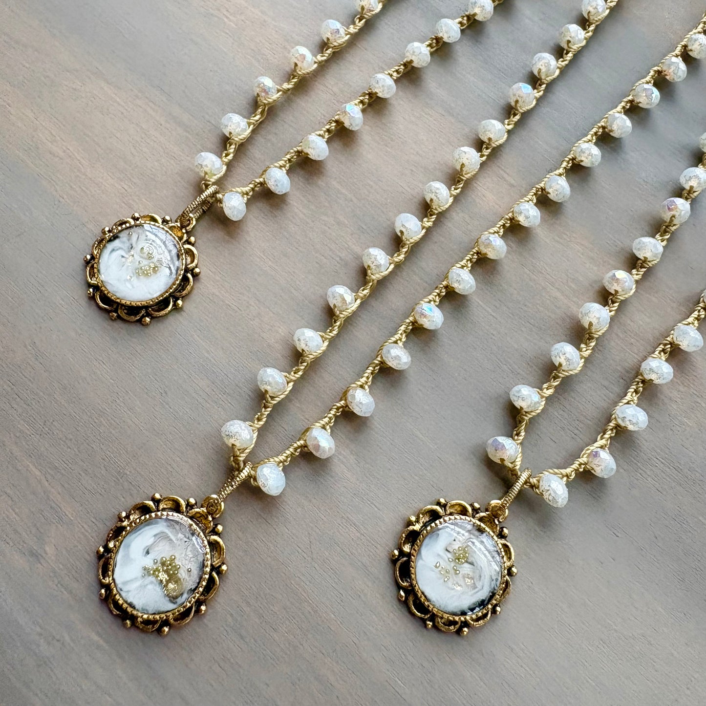 Small Frosty Seashell Fairytale Necklace With Handmade Portal Pendant