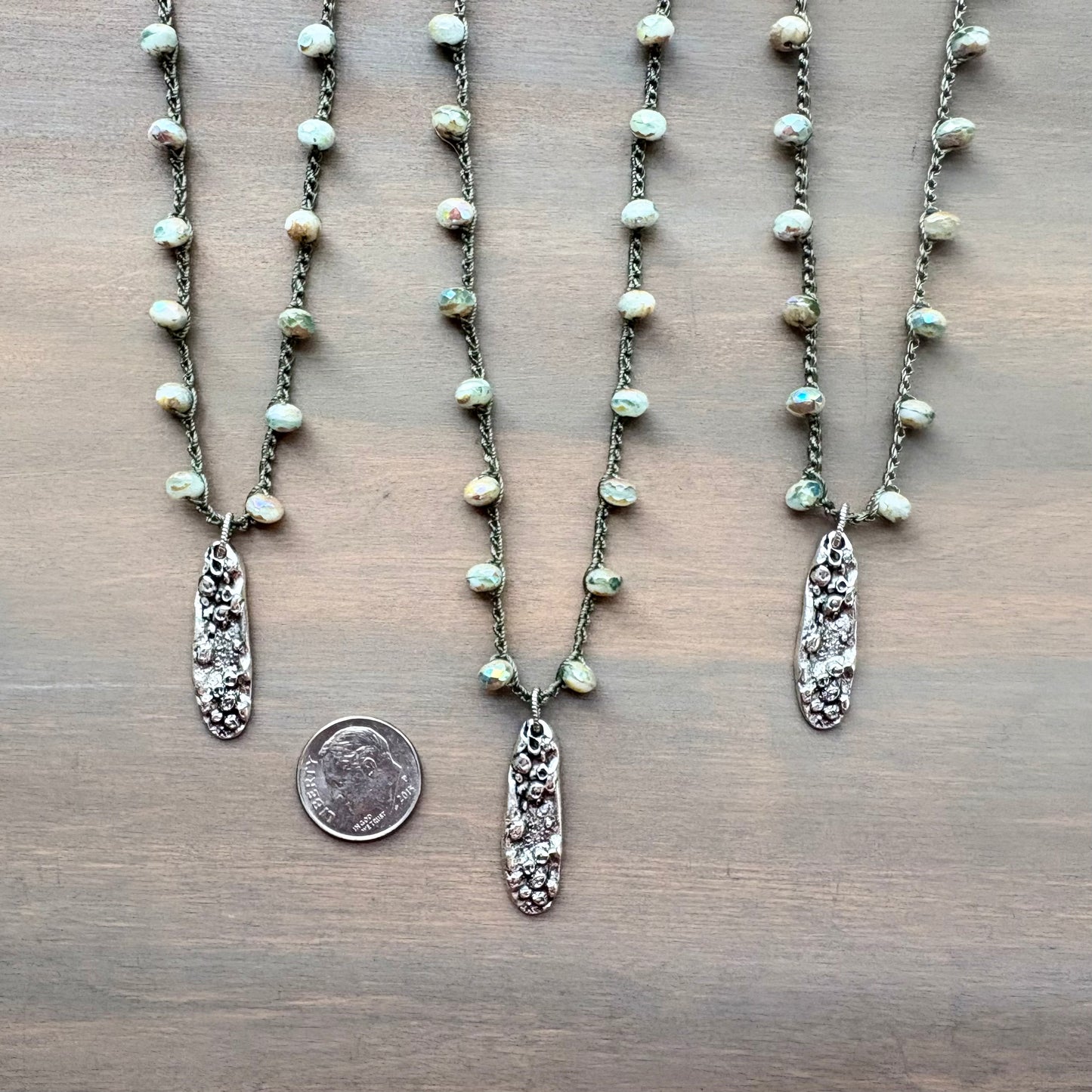 Silver Barnacle Handcrafted Seaside Charm Crocheted Necklace