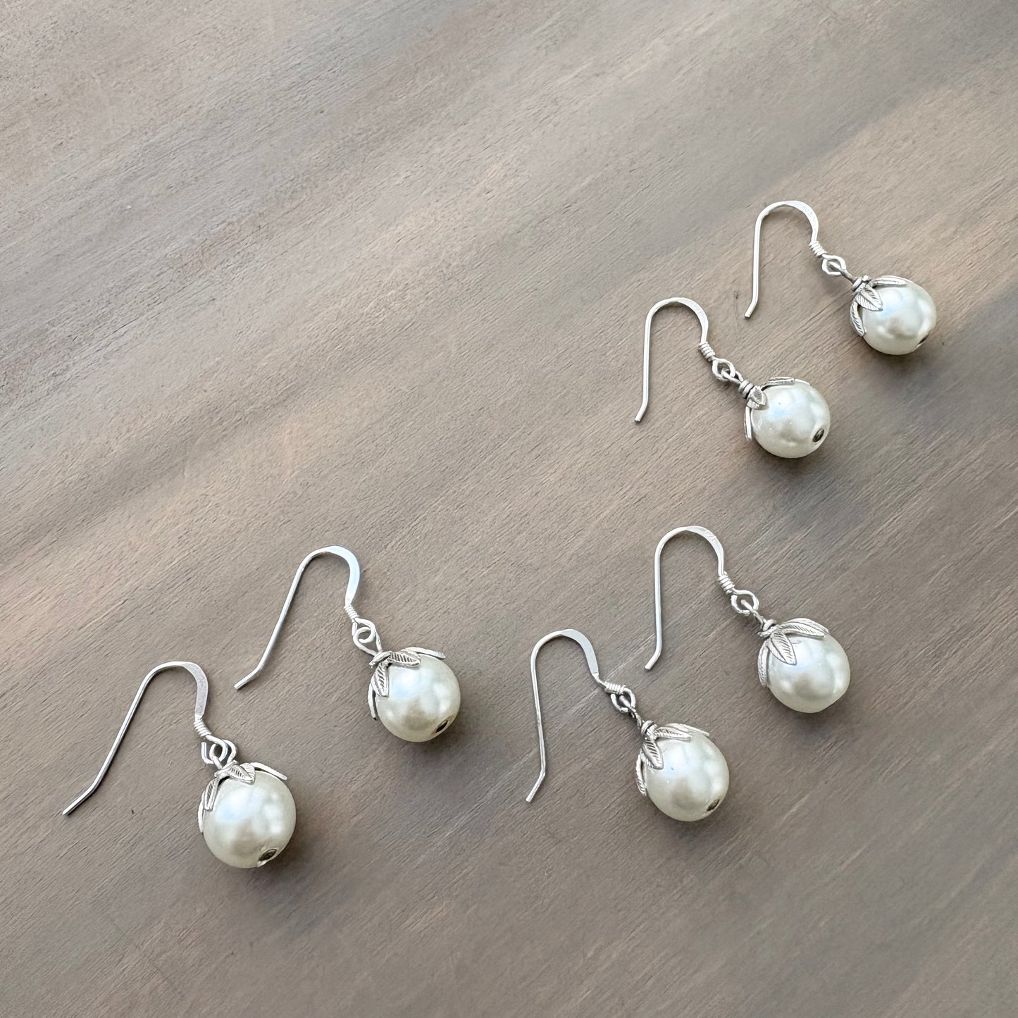Classic Pearl Drop Earrings on Sterling Silver Hooks