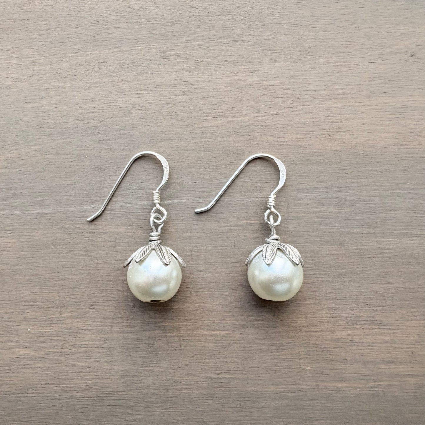 Classic Pearl Drop Earrings on Sterling Silver Hooks