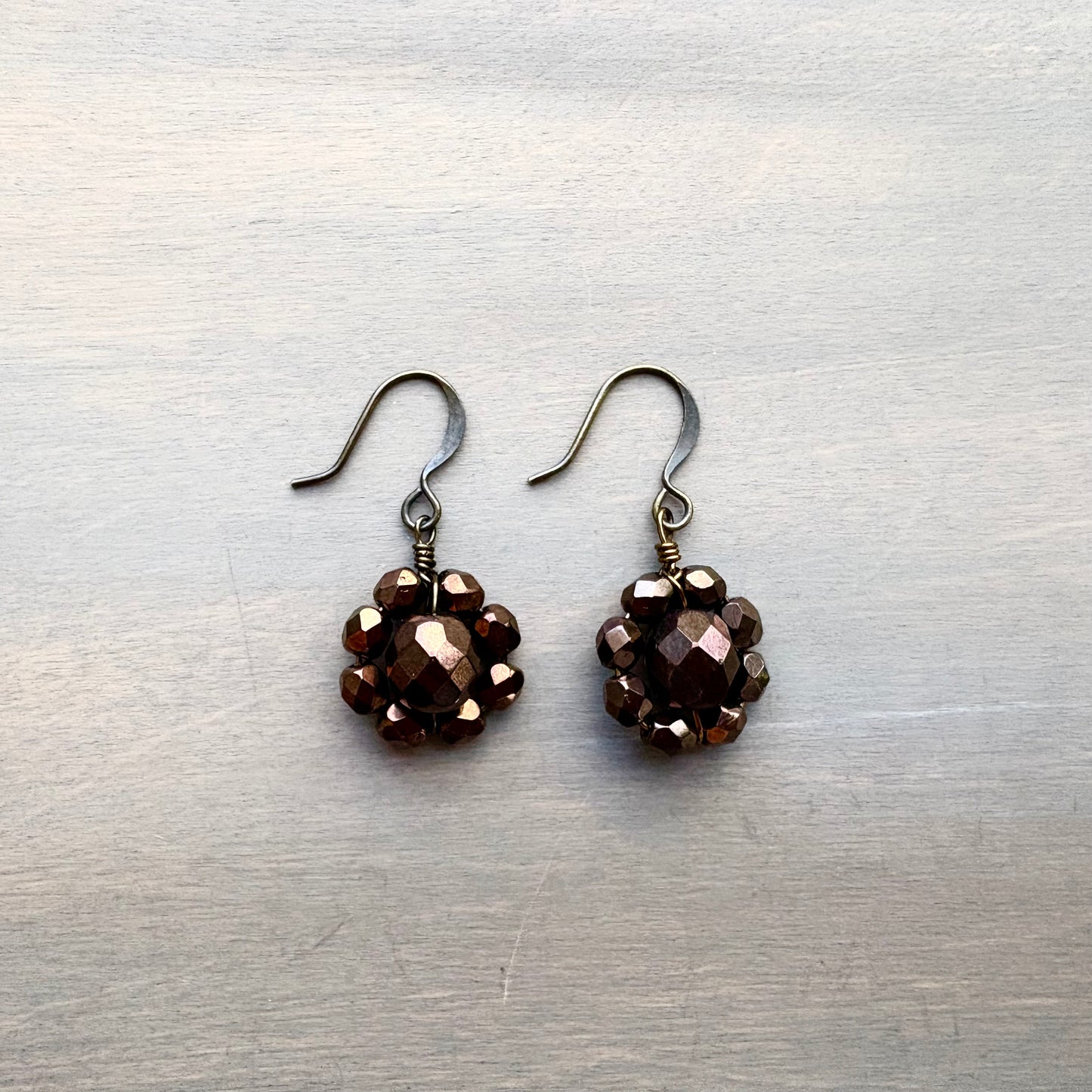 Chocolate Shimmer Crystal Flower Earrings