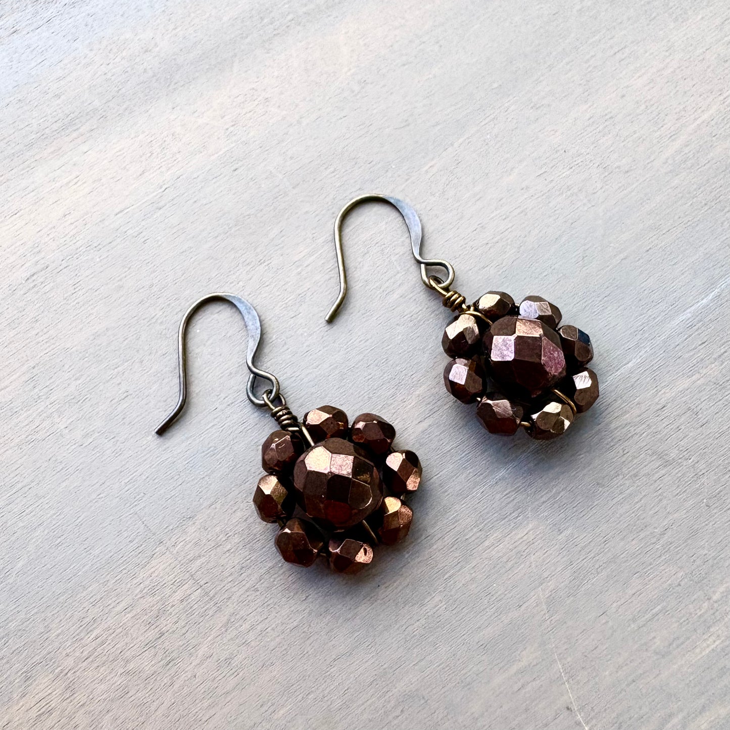 Chocolate Shimmer Crystal Flower Earrings