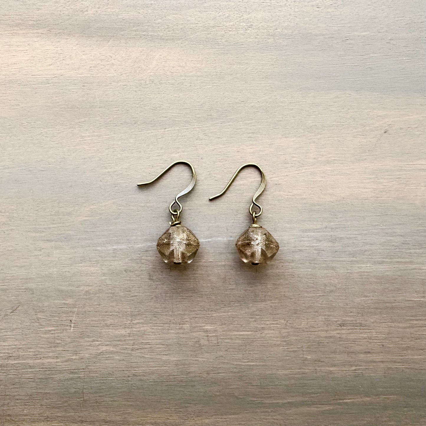 Baroque Cut Crystal Drop Earrings In Matte Gold