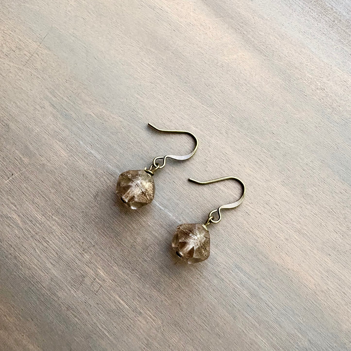 Baroque Cut Crystal Drop Earrings In Matte Gold