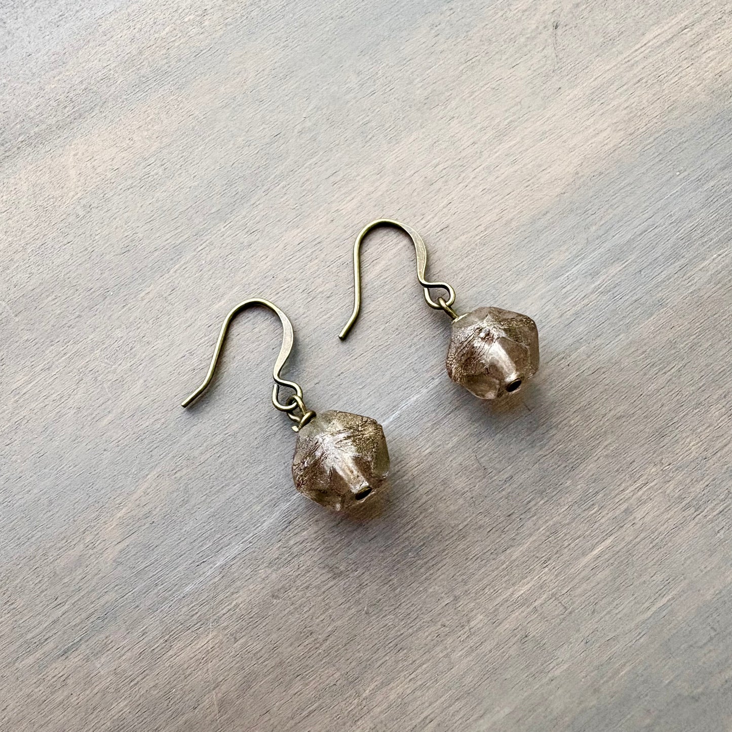 Baroque Cut Crystal Drop Earrings In Matte Gold