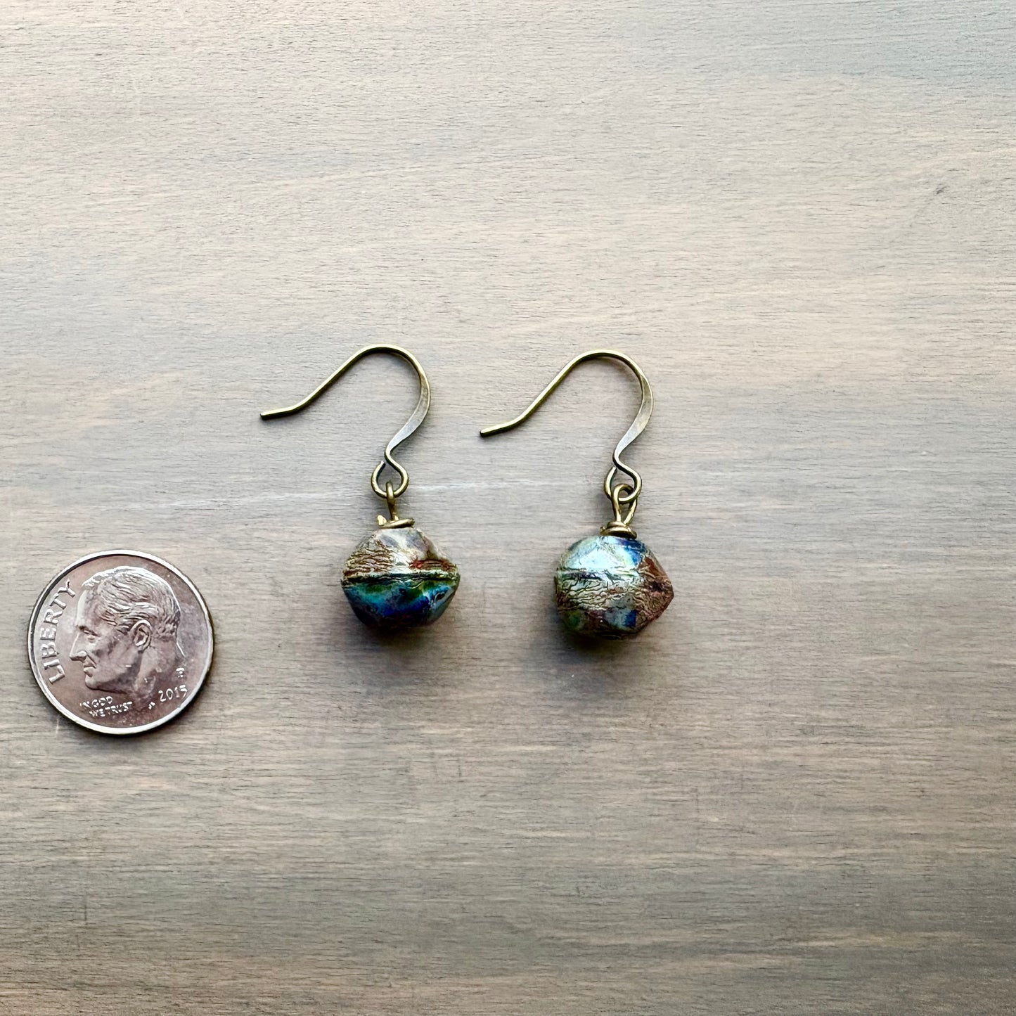 Baroque Cut Glass Drop Earrings In Galactic Shimmer