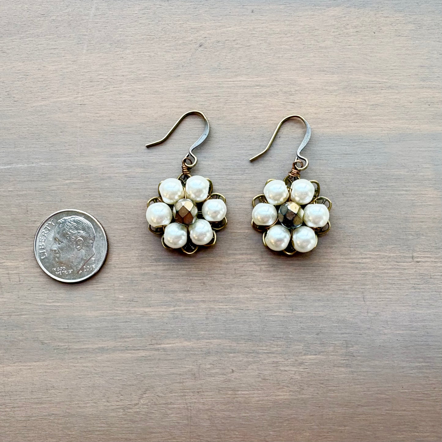 Baroque Glass Pearl Flower Earrings, Lovely For Brides