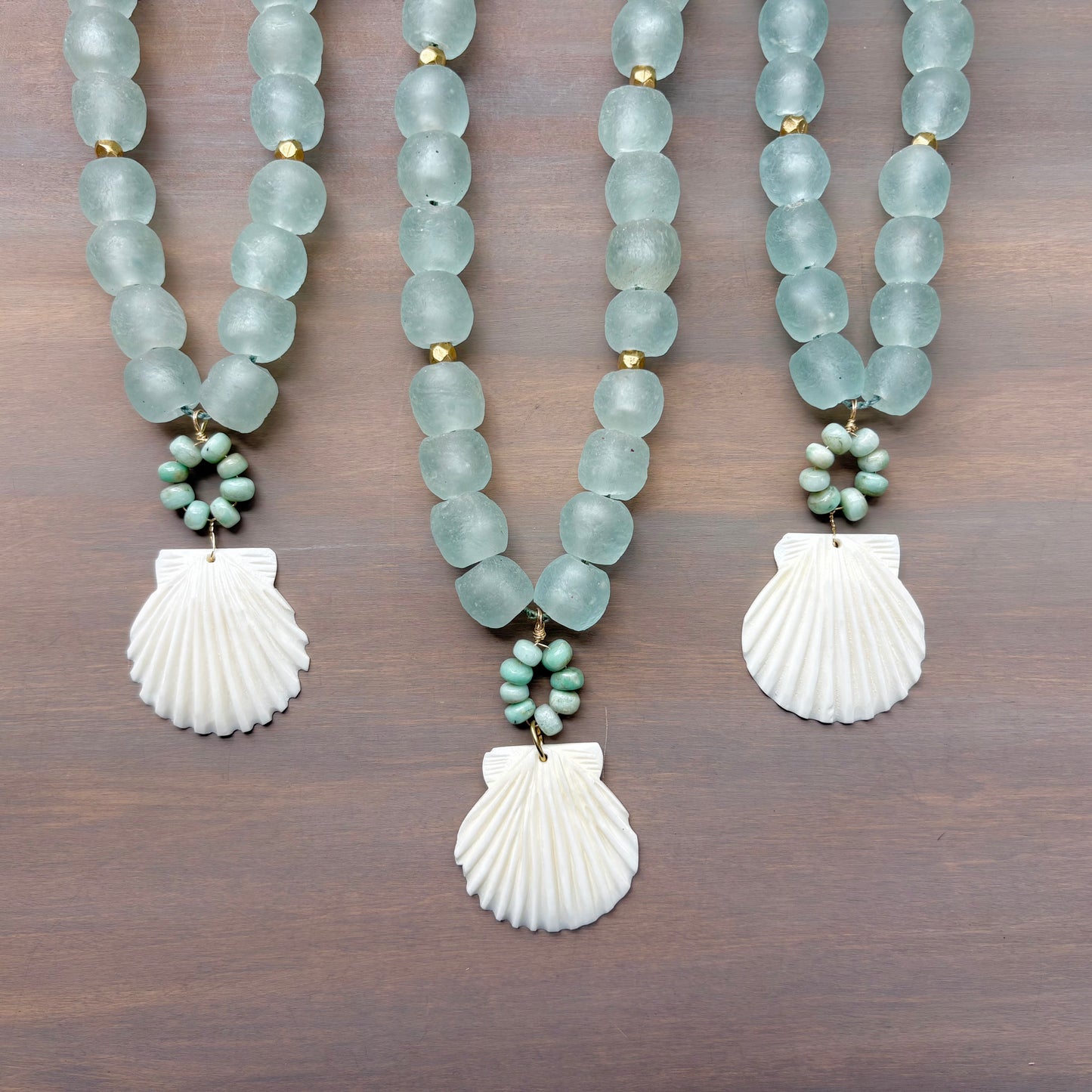 Long Beachcomber Sea Glass Shell Necklace