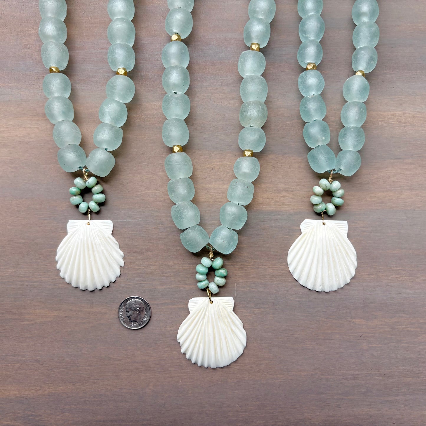 Long Beachcomber Sea Glass Shell Necklace