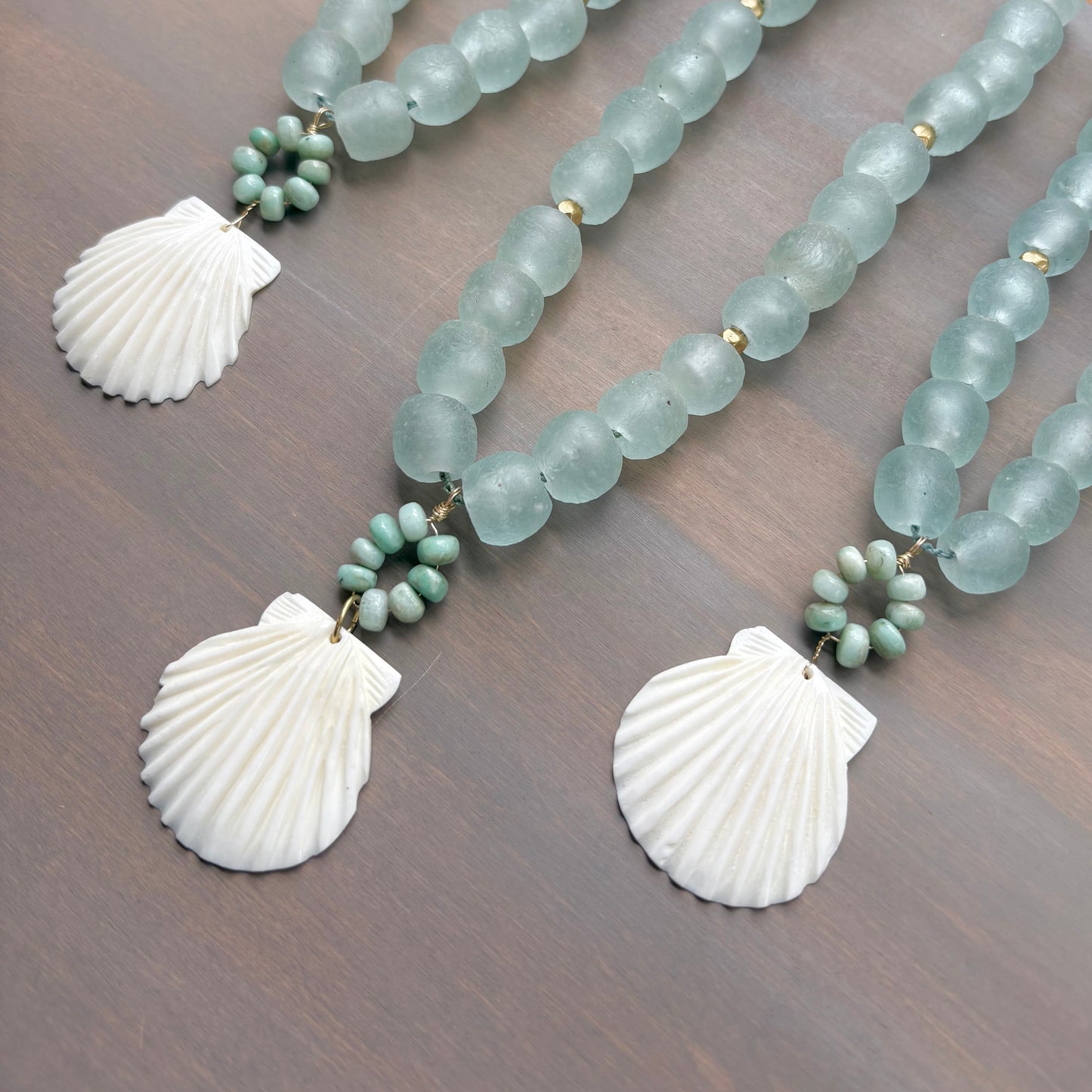 Long Beachcomber Sea Glass Shell Necklace