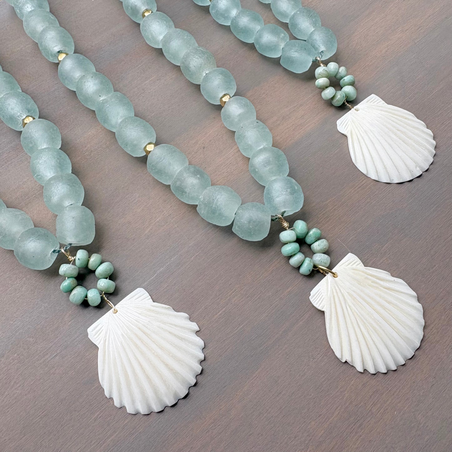 Long Beachcomber Sea Glass Shell Necklace